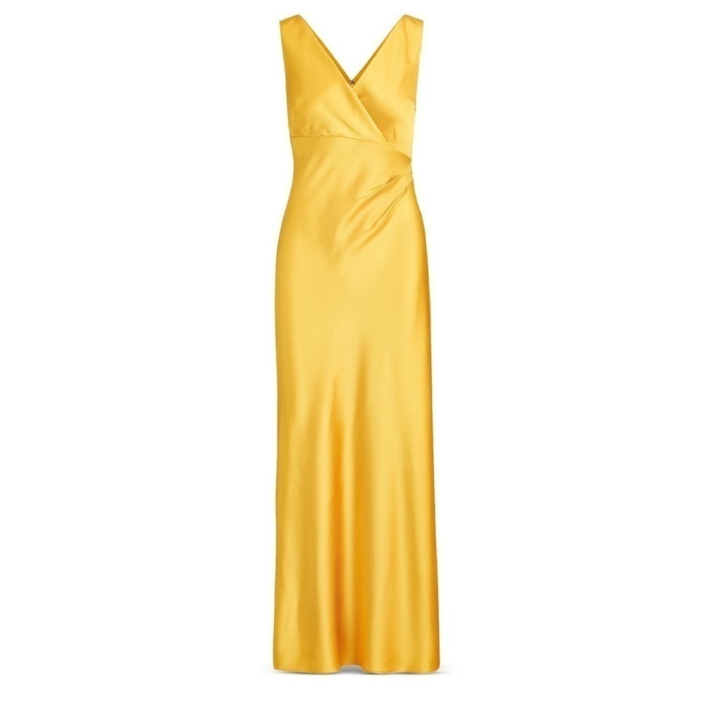 Lauren Ralph Lauren Womens Concettah Satin Gathered Formal Gown Dress